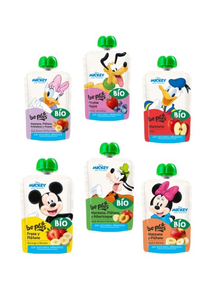 Pack 6 pouch BIO Disney Be Plus 100g frutas ecológicas para bebé surtido