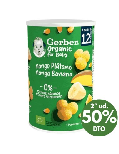 Snack bebé orgánico de mango y plátano 35gr 12M+ | Gerber - Nappy.es