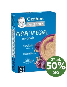 Papilla de avena integral con ciruela 250gr 6M+ | Gerber - Nappy.es