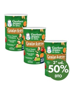 Pack 3uds puff snack orgánico de cereales con tomate 35gr | Gerber - Nappy.es