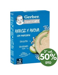 Papilla de arroz y avena con mazana 250gr | Gerber - Nappy.es