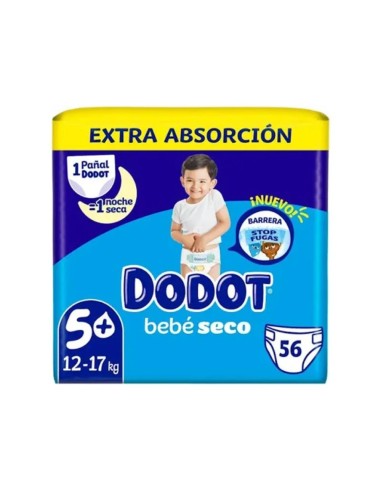 Pañales Dodot Bebé Seco Talla 5+ 56 Uds (12-17 kg)