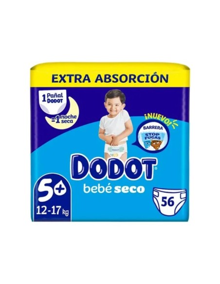 Pañales Dodot Bebé Seco Talla 5+ 56 Uds (12-17 kg)