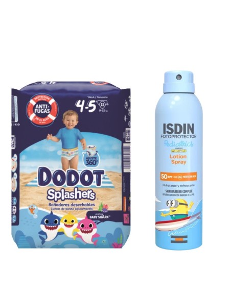 Pack Verano Dodot Splashers + Protector Solar ISDIN Pediatrics SPF 50 250 ml