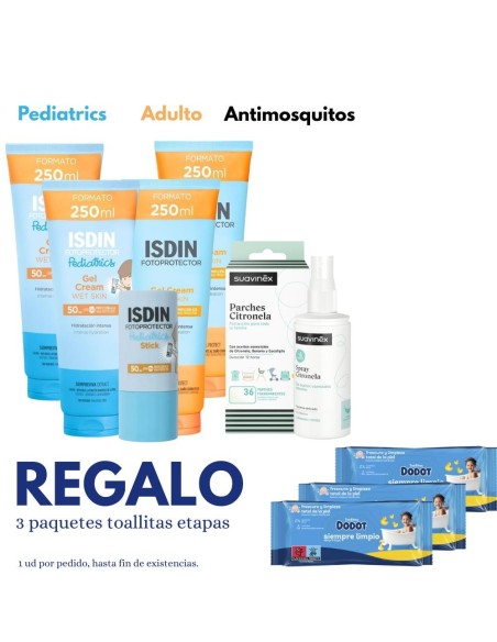 Pack Verano Familiar ISDIN SPF50 + Antimosquitos Suavinex Protección Completa