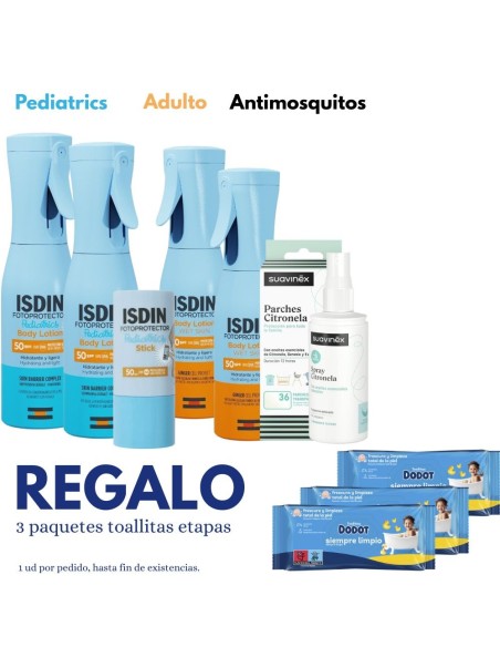 Pack Verano Familiar ISDIN Body Lotion SPF50 + Antimosquitos Suavinex