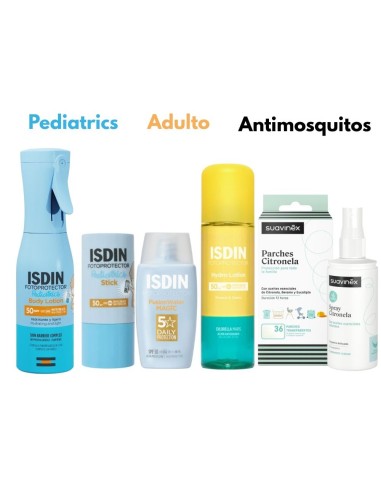 Pack Protección Solar Familiar ISDIN SPF50 + Antimosquitos Suavinex