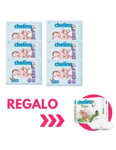 Pack 6 paquetes pañales Love Chelino Talla 3  (4 - 10 kg) 216uds.