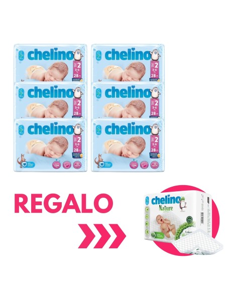 Pack 6 Pañal Love Chelino Talla 2 (3 - 6 kg) 168 uds.