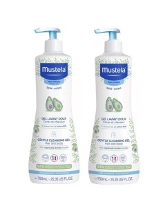 Mustela Gel de Baño Suave con Aguacate BIO 2x750ml - Pack Duplo Ahorro