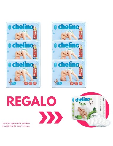 Pack 6 paquetes pañales Love Chelino Talla 5  (15 - 18 kg) 180uds.
