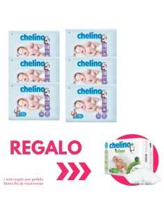 Pack 6 paquetes pañales Love Chelino Talla 3  (4 - 10 kg) 216uds.