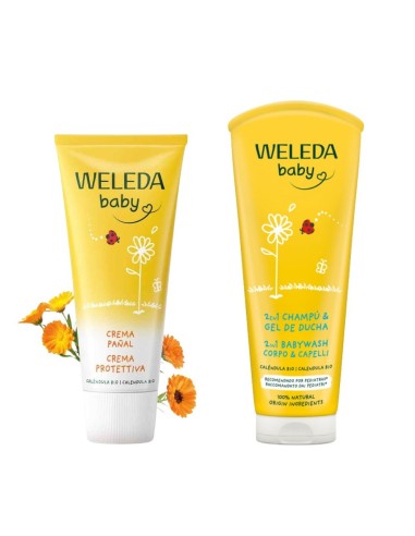 Neceser Weleda Baby Verano Cuidado de la Piel | Champú-Gel + Crema Pañal Caléndula