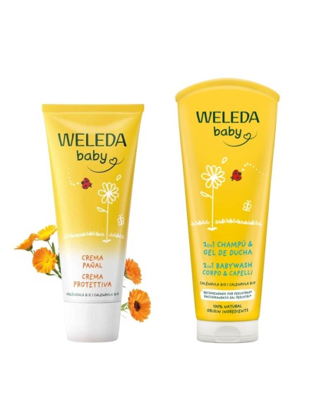 Neceser Weleda Baby Verano Cuidado de la Piel | Champú-Gel + Crema Pañal Caléndula