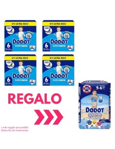 Pack Dodot 4 cajas Talla 6 Bebé‑Seco 384uds – Máxima absorción 12 h