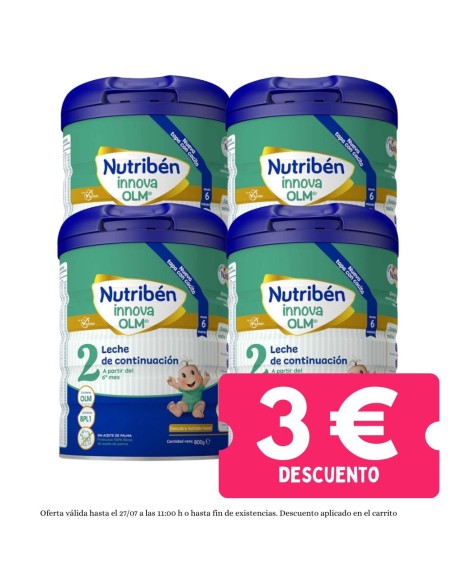 Pack 4 leche de continuación Innova 2 800g | Nutribén - Nappy.es