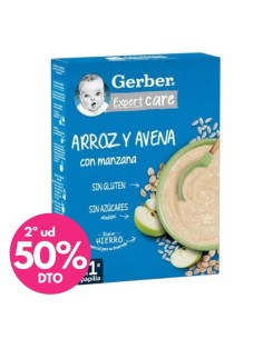 Papilla de arroz y avena con mazana 250gr | Gerber - Nappy.es