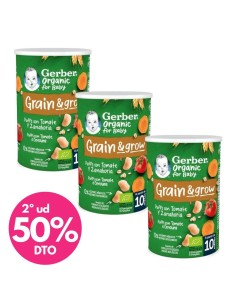Pack 3uds puff snack orgánico de cereales con tomate 35gr | Gerber - Nappy.es