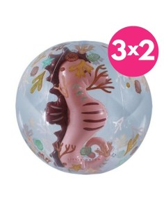 Pelota de playa 3D caballito rosa Little Dutch +24m balón transparente 35 cm