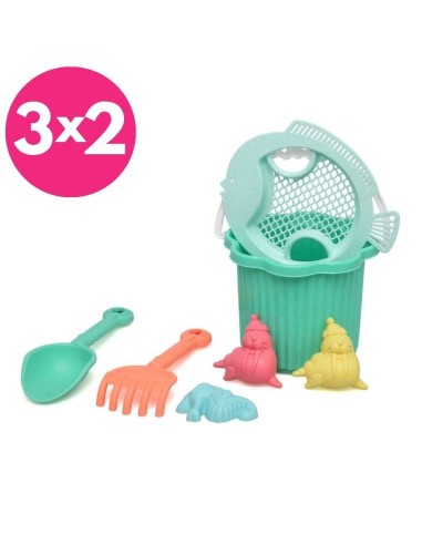 Cubo Playa verde Kiokids 25x18 cm – Juguete Playa Bebé