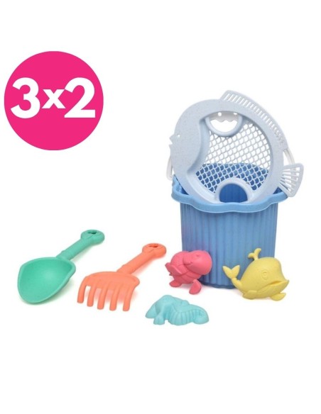 Cubo Playa Azul Kiokids 25x18 cm – Juguete Playa Bebé