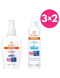 Leche Protectora Solar SPF50 100ml Ecran denenes + Spray protector solar PF50 250ml Ecran