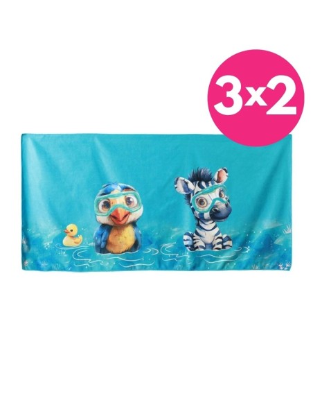 Oferta Toalla de playa de microfibra cebra-pájaro 150X75cm. Kiokids
