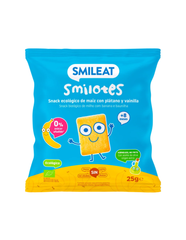 Smilotes Plátano y Vainilla ECO 25 g Smileat | Snack Ecológico Infantil +8 Meses
