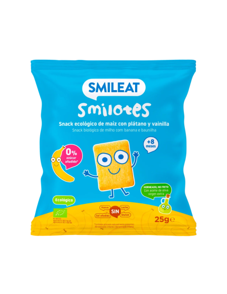 Smilotes Plátano y Vainilla ECO 25 g Smileat | Snack Ecológico Infantil +8 Meses