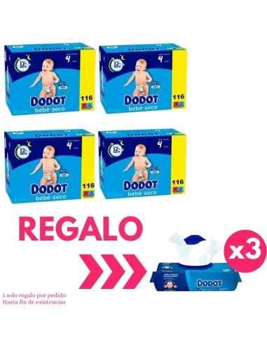 Pack 4 paquetes Dodot talla 4 bebe seco | Dodot - Nappy.es