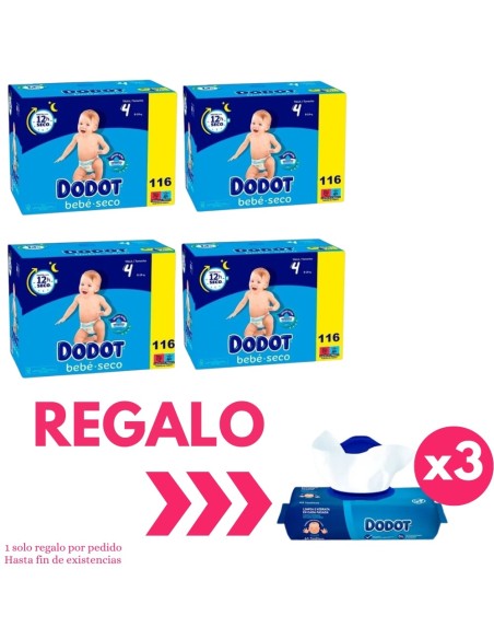 Pack 4 paquetes Dodot talla 4 bebe seco | Dodot - Nappy.es