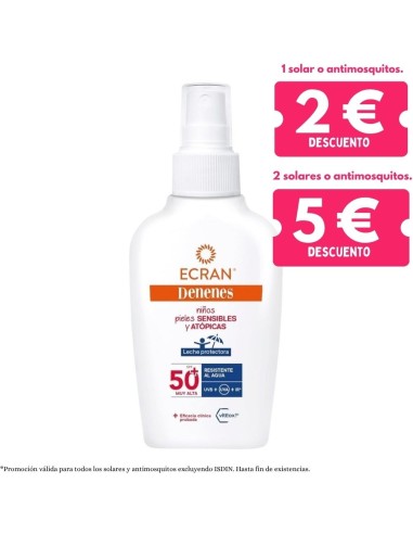 Oferta Leche Protectora Solar  SPF50+. 100ml Ecran Denenes