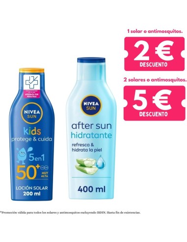 Pack Nivea Sun SPF50+ 200ml + After Sun hidratante 400ml protección y cuidado solar