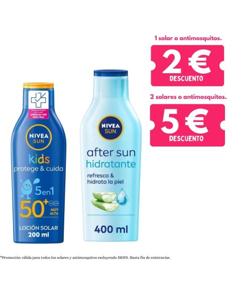 Pack Nivea Sun SPF50+ 200ml + After Sun hidratante 400ml protección y cuidado solar