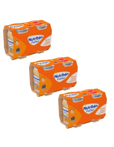 Oferta Pack 6 uds. potito plátano, naranja y galleta tarrito 190g. +6M