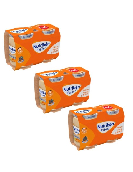 Oferta Pack 6 uds. potito plátano, naranja y galleta tarrito 190g. +6M