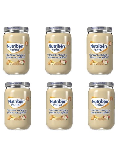 Oferta Pack 6 uds. potito plátano, naranja y galleta tarrito 190g. +6M