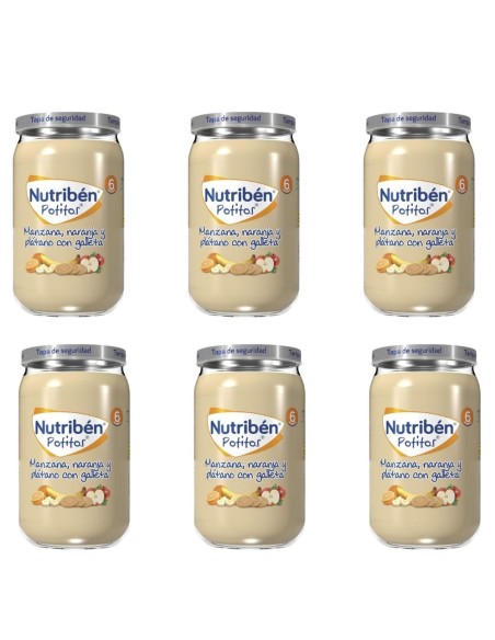 Oferta Pack 6 uds. potito plátano, naranja y galleta tarrito 190g. +6M