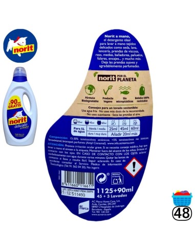 Detergente Delicado a Mano 1125 + 90 ml Norit | Norit - Nappy.es