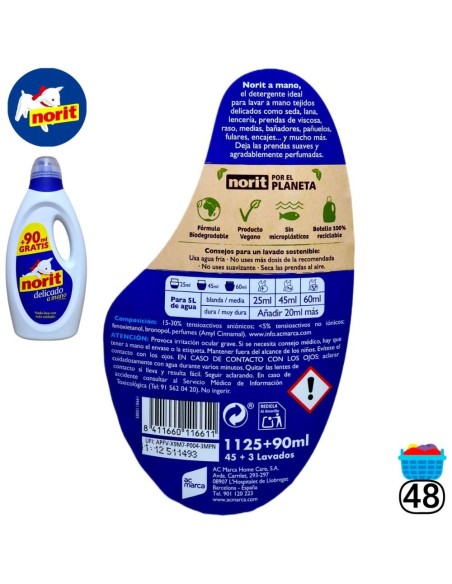 Detergente Delicado a Mano 1125 + 90 ml Norit | Norit - Nappy.es