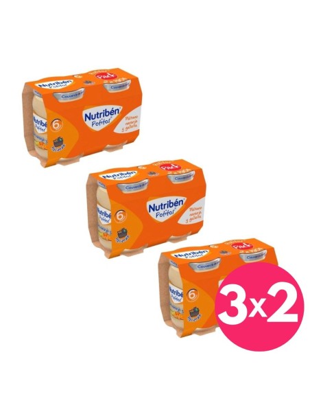 Oferta Pack 6 uds. potito plátano, naranja y galleta tarrito 190g. +6M