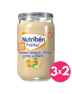 Potito manzana, plátano, naranja y pera tarrito 235g. +6M Nutribén