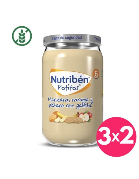 Potito manzana, naranja y plátano con galleta | Nutribén - Nappy.es