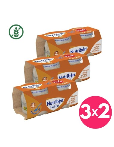 Pack 6 uds. Potitos Manzana, Naranja y Plátano con Galleta 120g +4M Nutribén