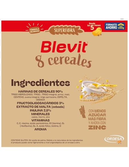 Blevit Superfibra 8 Cereales 1000 g | Papilla bebé 5M+