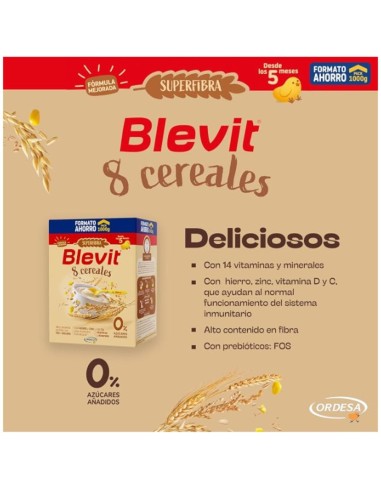 Blevit Superfibra 8 Cereales 1000 g | Papilla bebé 5M+