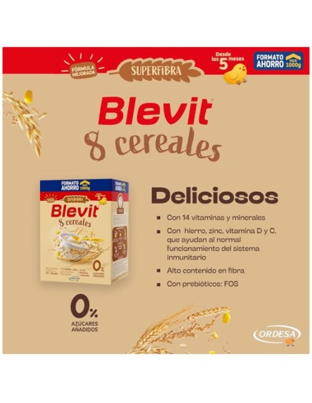 Blevit Superfibra 8 Cereales 1000 g | Papilla bebé 5M+