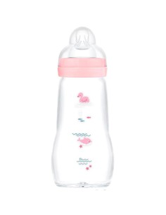 Biberón Cristal rosa (260ml) | Mam Baby - Nappy.es