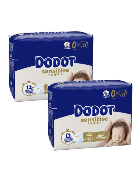 Pack Dodot 2 paquetes talla 0 Sensitive 48uds