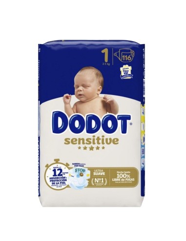Pack Primeros Meses Dodot Sensitive Talla 1 + Talla 2 + Toallitas
